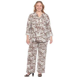 Plus Size 2-Piece Floral Print Tunic and Pant Set